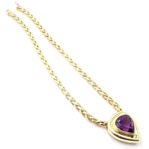 Authentic! Tiffany & Co Paloma Picasso 18k Gold Large Amethyst Pendant Necklace - Picture 8 of 10